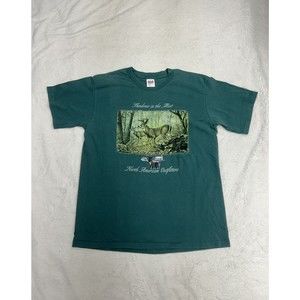 Vtg 90s North American Outfitters White Tail Buck Single Stitch T-Shirt Size L